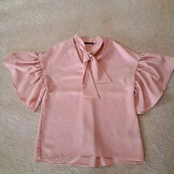 ❤️ Suzy Sheir Tie Neck Blouse Pink XS - Picture 11 of 11